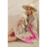 PINK Vintage Embroidery Maxi Dress: