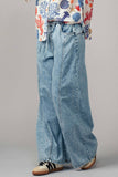 Wide Leg Drawstring Western Pants