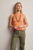 Pointelle Knit Peplum Top (Coral, Ivory, or Navy)