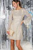 Clarissa Bow Back Cocktail Dress (Blush, Champagne)