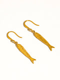 Calypsa 18K Gold Non-Tarnish Fish Charm Drop Earrings