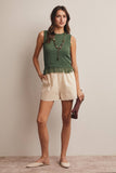 Fringe Hem Knit Top (Ivory or Eucalyptus)