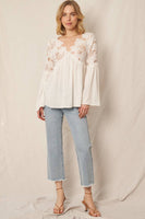 Floral Lace Bell Sleeve Top