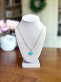 Cute Heart Necklace on Gold Paperclip Chain Real Gemstones