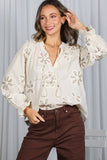 3D Floral Karlie 100% Cotton Blouse (2 Colors!)