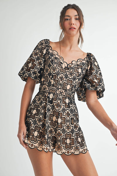 Crochet Short Sleeve Romper