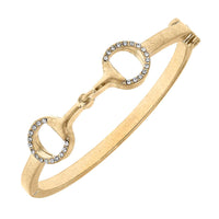 Juniper Pavé Horsebit Bangle in Worn Gold