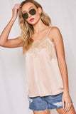 Rachel Lace-Trim Satin Camisole