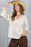 3D Floral Karlie 100% Cotton Blouse (2 Colors!)