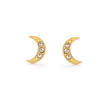 Crescent Moon Crystal Stud Earrings