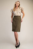 Stretch Suede Pencil Skirt
