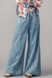 Wide Leg Drawstring Western Pants