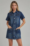 Maribeth Denim Dress with Horsebit Trim