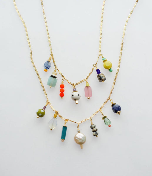 Jill Colorful Beaded Charm Necklace