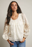 Lace Boho Blouse (Black or Ivory)