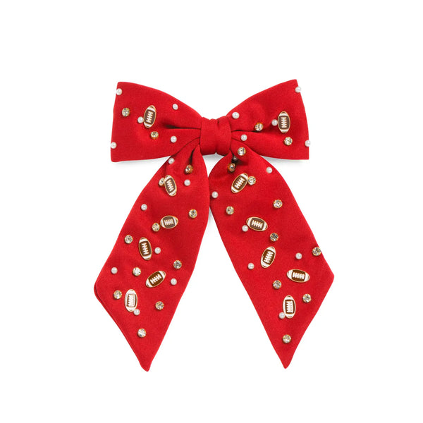 Game Day Charmed Bow Clip (Red, Cobalt, or Green)
