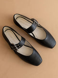 The Soho | Black Ballet Fall Flat with Buckle