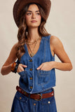Maisy Button-Front Denim Vest