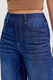 High Rise Pull On Wide Leg Denim