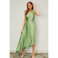 Olympia Asymmetrical Pleated Maxi Dress (Two Colors)