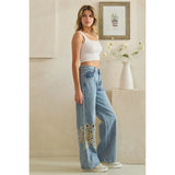 Cut Out Floral Denim