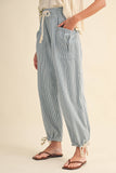 Denim Striped Parachute Pants