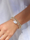Beaded Stackable Bracelet - Real Coin Pearl; 925 Sterling Silver / 5mm