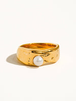 Pave 18K Gold Non-Tarnish Pearl Band Ring