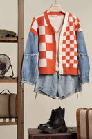 Checker Denim Cardigan