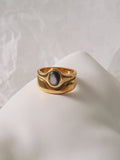 Alouette 18K Gold Non-Tarnish Stone Wave Ring
