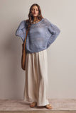 Open-Knit Sweater Top (Coral, Blue, Ivory)
