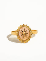 Rose 14K Gold Adjustable Round Stone Ring