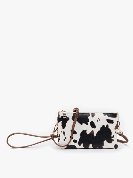 M013COW Riley Cow 3 Compartment Crossbody/Wristlet