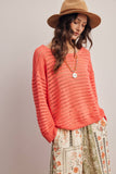 Open-Knit Sweater Top (Coral, Blue, Ivory)