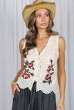 Eyelet Boho Embroidery Cotton Vest