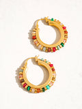 Capri 18K Gold Color Beaded Resort Hoop Earring