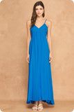 Woven Lattice Bodice Sleeveless Maxi Dress (Custard Yellow or Pacific Blue)