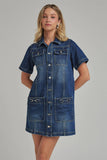Maribeth Denim Dress with Horsebit Trim