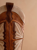 The Fairy | Camel Western Boot in Suede with Inlay