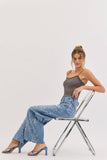 High Rise Lace Sparkle Wide Leg