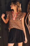 Leopard Ruffle Blouse