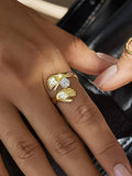 Zyne 18K Gold Non-Tarnish Hands Embrace CZ Ring