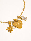 Gentilly 18K Gold Non-Tarnish Mom Heart Charm Necklace