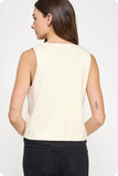 Embroidered Sleeveless Knitted Vest Top (Ivory or Red)