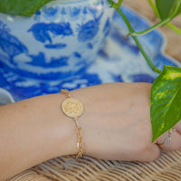 CANVAS x MaryCatherine Studio French Coin T-Bar Bracelet (Worn Gold)