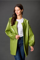 Faux Leather Puff Sleeve Jacket