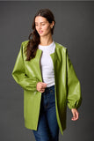 Faux Leather Puff Sleeve Jacket