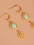 Vence 18K Gold Non-Tarnish Vintage Stone Drop Earrings