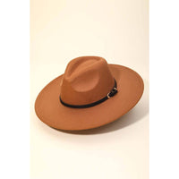 Faux Leather Belt Strap Fedora Hat