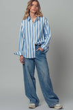 Oversized Stripe Button Down Collared Shirt
